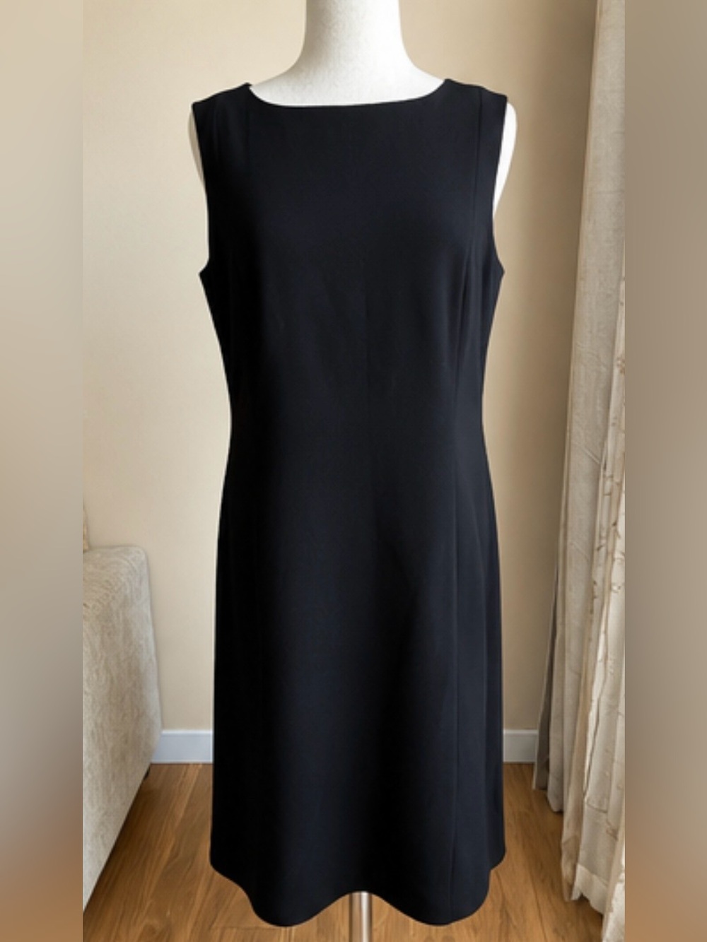 Talbots Black Crepe Midi Dress Size 16 Sleeveless Career Office Elegant Classic - Picture 2 of 7